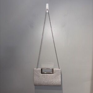 Silver Glitter Evening Bag Clutch Crossbody‎ Silver Chain Prom Formal